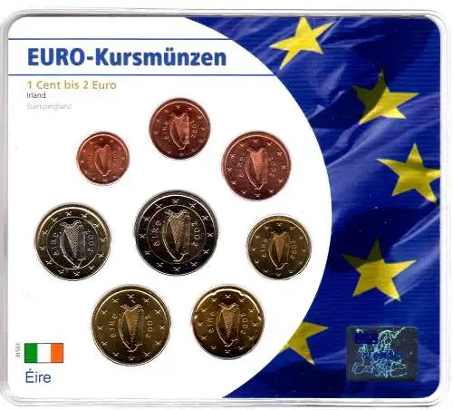 Kursmünzensatz Irland im Folder 