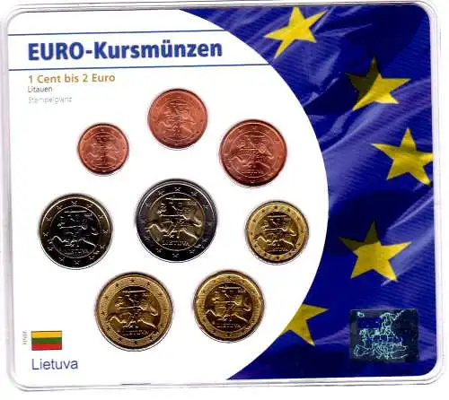 Kursmünzensatz Litauen im Folder 