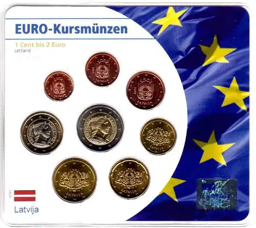 Kursmünzensatz Lettland im Folder 