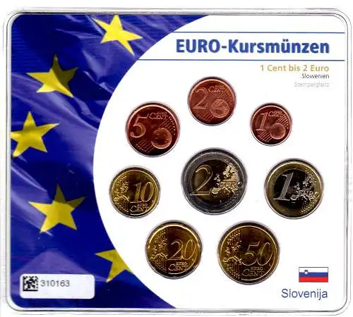 Kursmünzensatz Slowenien im Folder 