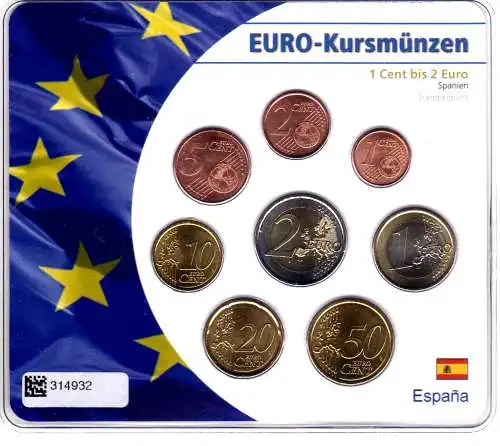 Kursmünzensatz Spanien im Folder 