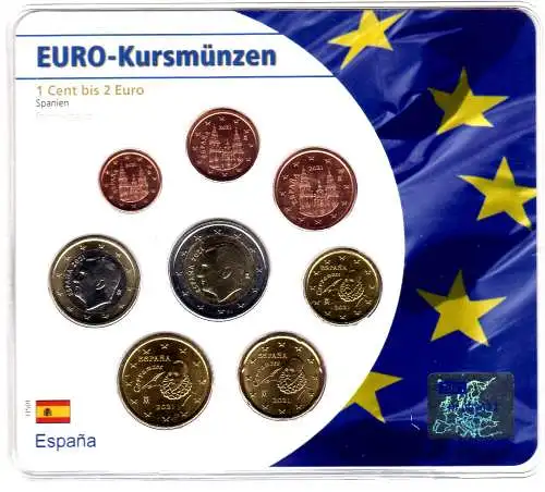 Kursmünzensatz Spanien im Folder 
