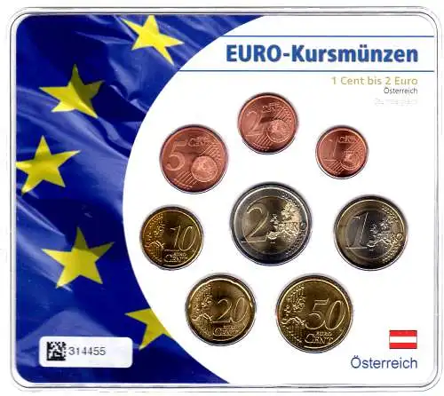 Kursmünzensatz Österreich im Folder 