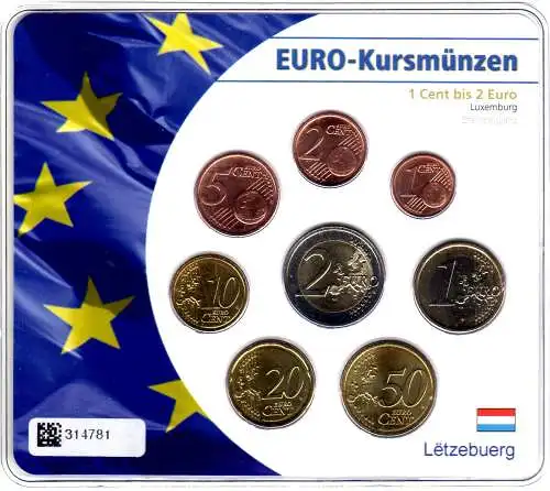 Kursmünzensatz Luxemburg im Folder 