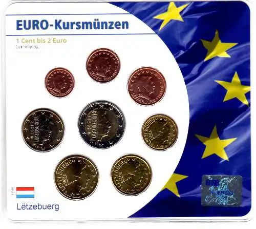 Kursmünzensatz Luxemburg im Folder 