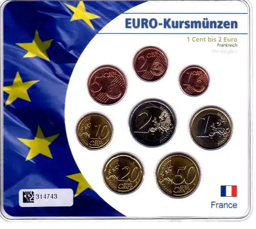 Kursmünzensatz Frankreich im Folder 