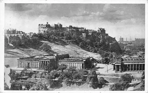 L245 Schottland 1954 Edinburgh Kunstgalerien und Schloss Vintage Postkarte