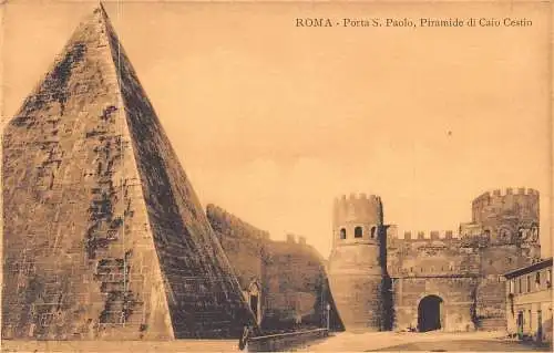 A017 Italien Rom Porta S Paolo Caio Cestio Pyramide Vintage Postkarte