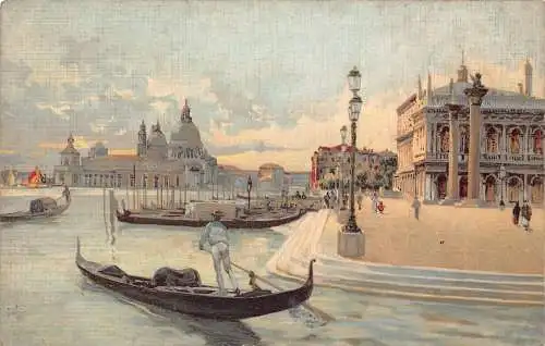 A016 Italien Venezia Venedig Piazzetta S Marco Colla Chiesa Maria Gemälde Postkarte
