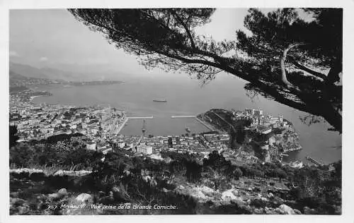 L117 Monaco vue prise de la Grande Corniche Hafen Vintage Postkarte