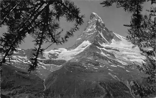 L045 Schweiz 1952 Zermatt Ansicht vom Findelen Berg Vintage Postkarte