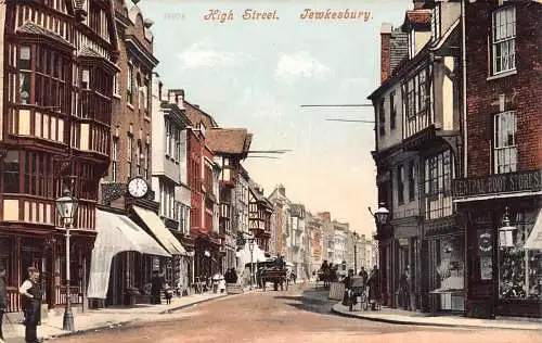 A034 England Tewkesbury High Street Central Boot Shop Vintage Postkarte