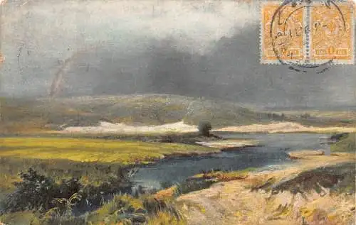 A037 Russland 1914 Lagunen in Wolga Gemälde signiert Th A Vassilieff Postkarte