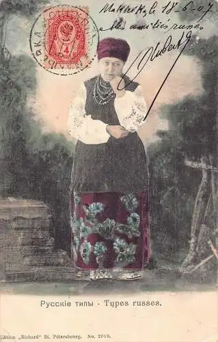 A035 Russland 1908 Russische Bäuerin in Trachtenkleidung Schmuck Postkarte