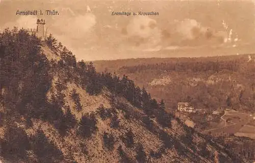 L090 Deutschland Arnstadt i Thuer Eremitage Kreuzchenwald Vintage Postkarte