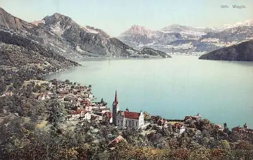 A041 Schweiz Weggis See Stadt Berg Vintage Postkarte