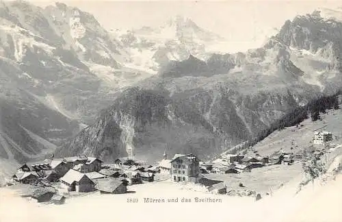 A040 Schweiz Mürren und das Breithorn Berg Vintage Postkarte