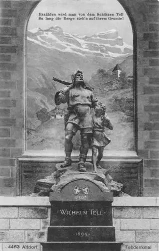 A041 Schweiz Wilhelm Tell Denkmal Altdorf Statue Vintage Postkarte