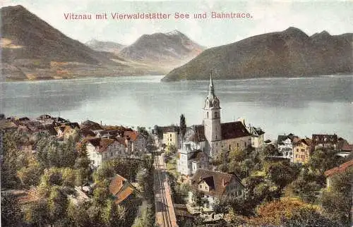 A040 Schweiz Vitznau mit Viewwaldstätter See Seebahn Vintage Postkarte