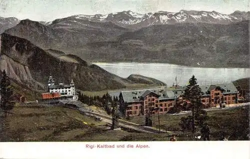 A040 Schweiz Rigi Kaltbad und die Alpen Berg Vintage Postkarte