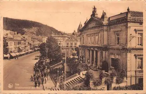 A236 Belgien 1917 Spa Etablissement des Bains et Rue Royale Vintage Postkarte