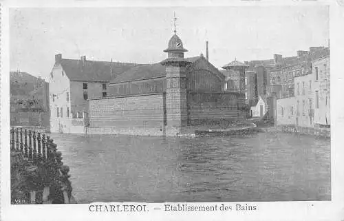 A236 Belgien 1915 Charleroi Ettablissement des Bains Feldpost WWI Postkarte