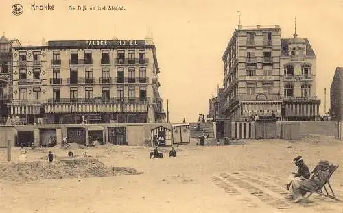 A236 Belgien Knokke Dljk en het Strand Beach Palace & Excelsior Hotel Postkarte