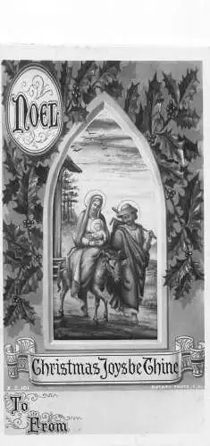 A054 Weihnachtsgrüße Mistelzweig Religiös Esel Eingang Jerusalem Postkarte