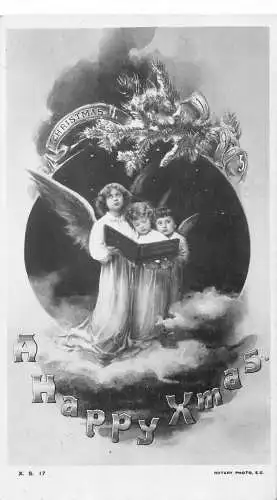 A054 Weihnachten 1905 Engel beten Tannenzweig Fotomontage Wolke Postkarte