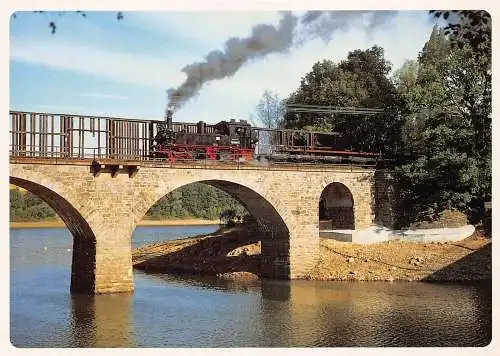 Deutschland Dampflok Bauzugbrücke über Talsperre Malter Vintage Postkarte