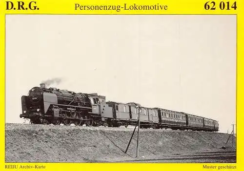 Transport Postkarte Personenzug Lokwagen 62014 Reproduktion