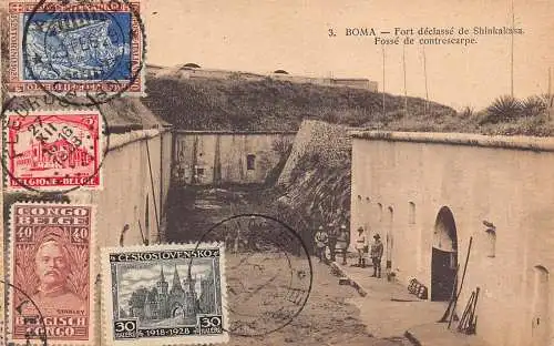L362 Kongo Belge Boma 1928 Italien Tschechoslowakei mehrere Länder Briefmarken Postkarte