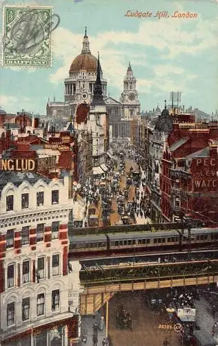 L138 Großbritannien 1921 London Ludgate Hill Vintage Postkarte