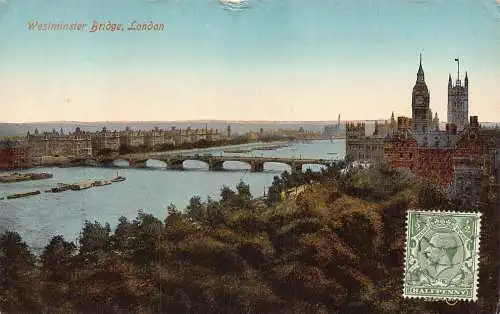 L138 Großbritannien 1921 London Westminster Bridge Vintage Postkarte