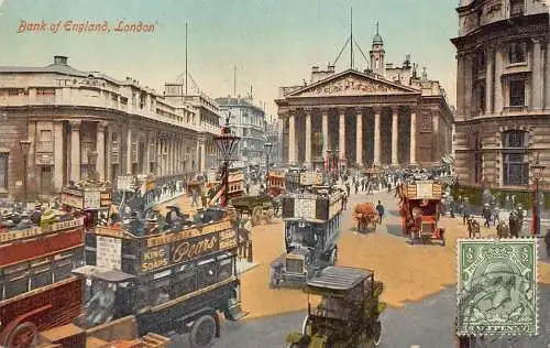 L138 Großbritannien 1921 London Bank of Engalnd Busse King Soaps Vintage Postkarte