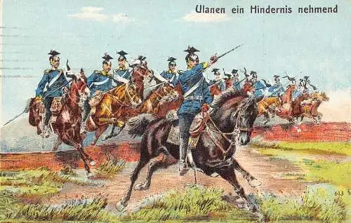 A061 Künstlerkarte 1915 Ulahn Polnische Krieger an Kriegspferden Feldpost 1. Weltkrieg Postkarte
