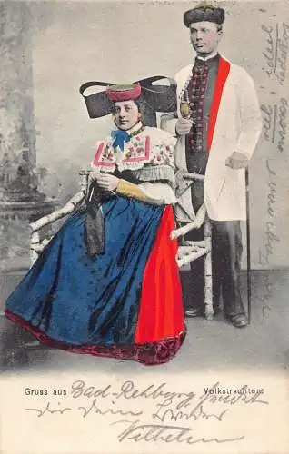 A062 Gruß 1905 Gruss aus Bad Rehburg Volkstrachten Paar Postkarte