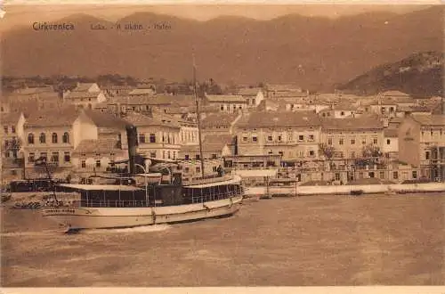 Kroatien Crikvenica Hafen Luka Hafen Dampfschiff Vintage Postkarte