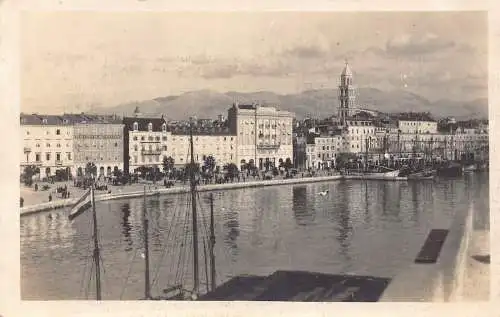 Kroatien 1927 Split Obala Hafen RPPC Vintage Postkarte