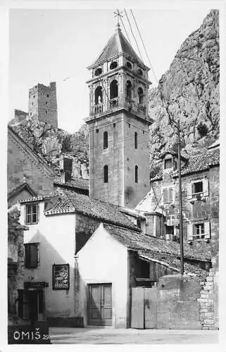 Kroatien Omis Turm Klippen RPPC Vintage Postkarte