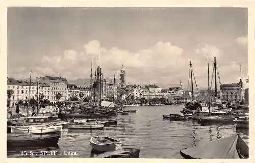 Kroatien Split Luka Hafen Boote RPPC Vintage Postkarte