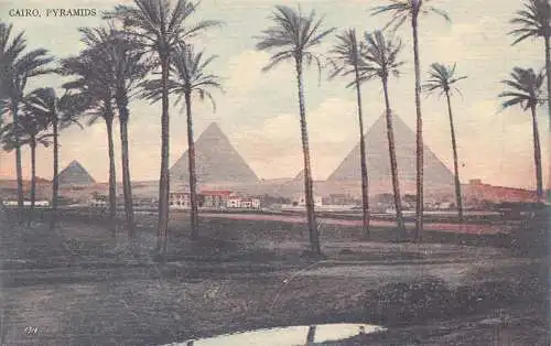 L280 Ägypten Kairo Die drei großen Pyramiden Vintage Postkarte