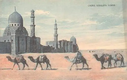 L280 Ägypten Kairo Khalifa Gräber Kamele Vintage Postkarte