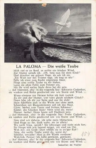 La Palome Die Weisse Taube Gedicht Weiße Taube Welle Meer Vintage Postkarte