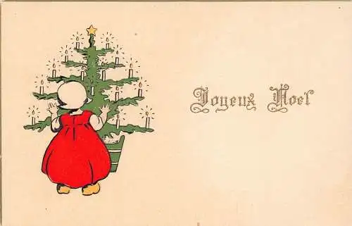 L363 Weihnachtsgrüße Kleines Mädchen Weihnachtsbaum Vintage Postkarte