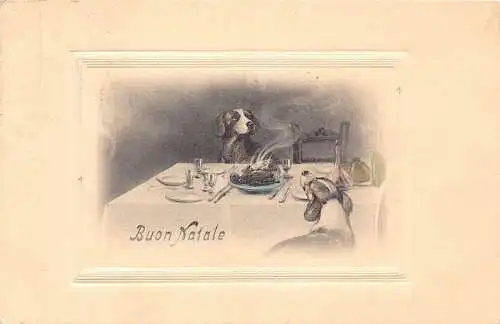 L363 Weihnachtsgrüße 1912 Hunde geprägt Vintage Postkarte