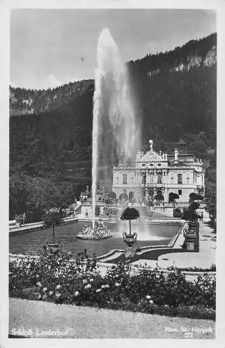 L215 Deutschland Schloss Linderhof Brunnengarten RPPC Vintage Postkarte