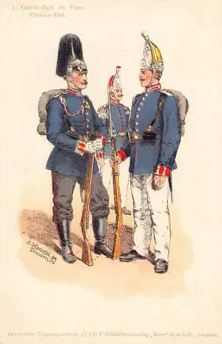 L057 Germany 1st Guards Reg Fusilier Bat. signierte Litho Vintage Postkarte