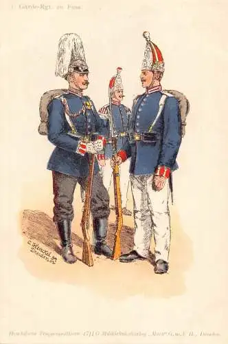 L057 Deutschland Karabiniers Garde Regiment signiert Litho Vintage Postkarte