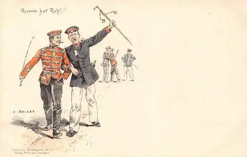 L059 Deutschland Soldaten Singender Becker signiert Litho Vintage Postkarte